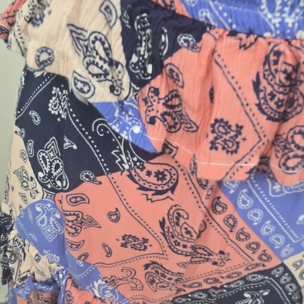 Wrangler Retro Multicolor Paisley Patchwork Halter Ruffle Dress XL (6608) - Picture 2 of 6